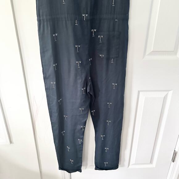 Thinking Mu Organic Cotton Faces Silhouette Sleeveless Relaxed Jumpsuit Medium - Picture 10 of 11